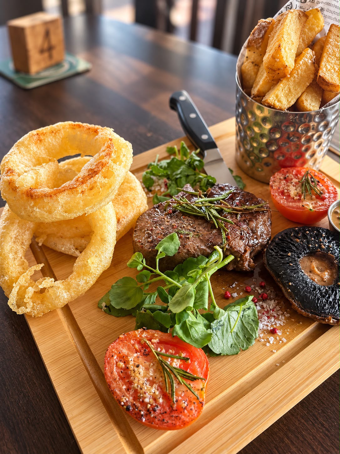 Black pudding and pork with crushed new potatoes
