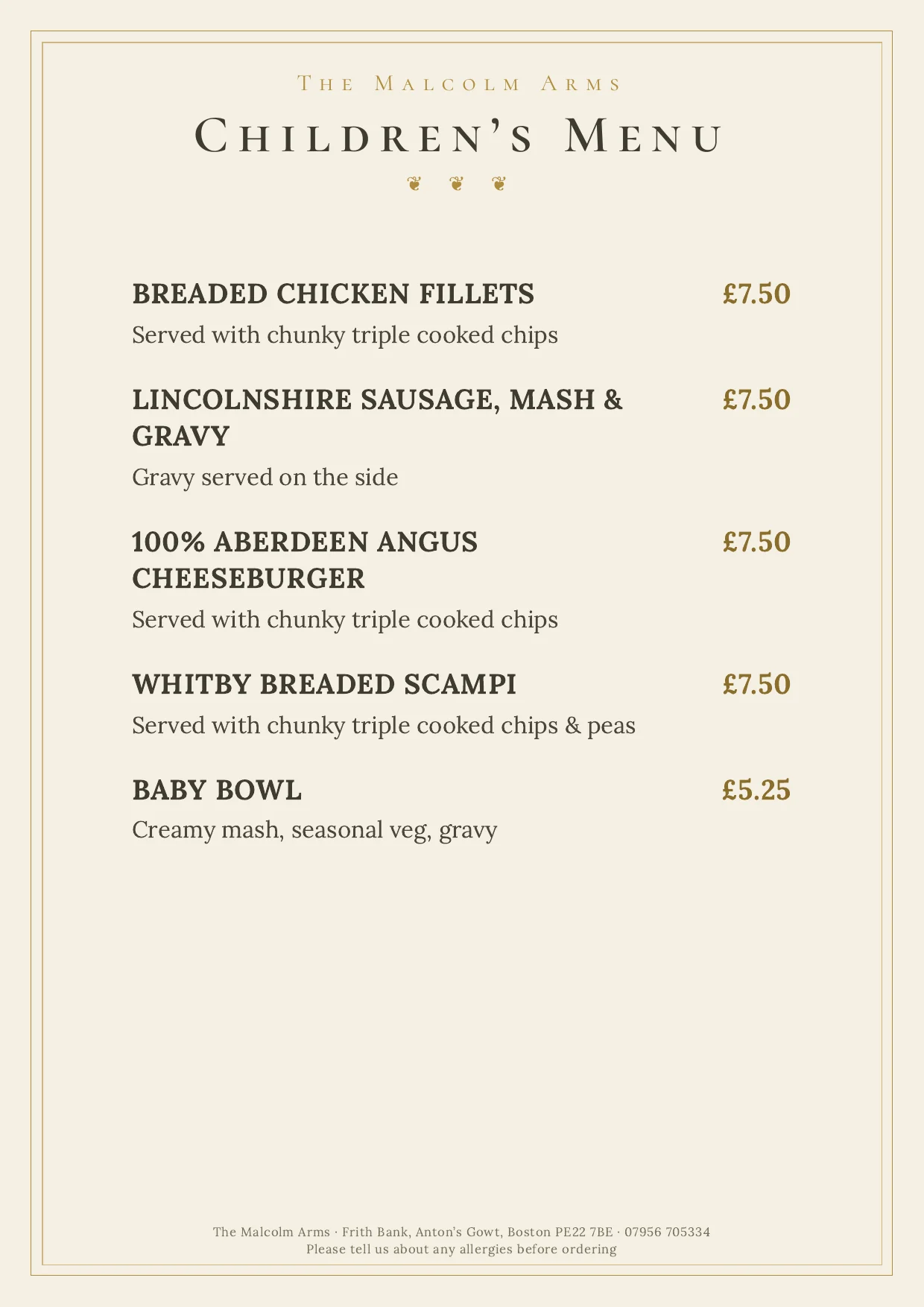 Children's Menu — tap to read it full size